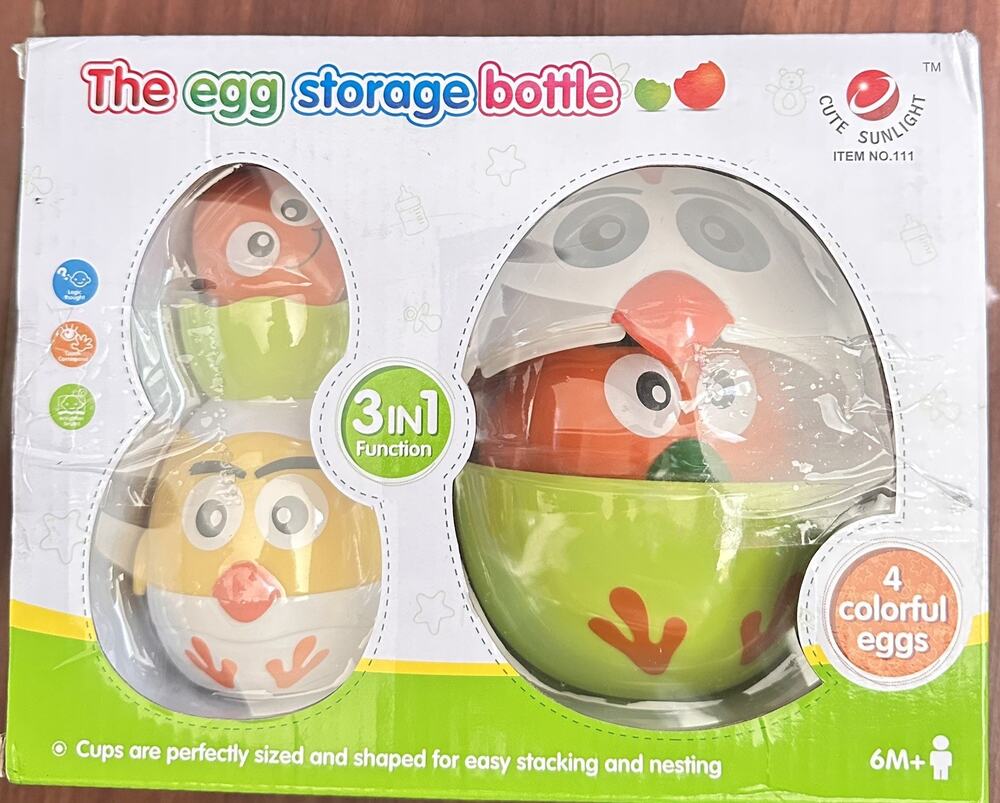 The Egg Storage Bottle – Baby Stacking & Nesting Toy (3-in-1 Function) New